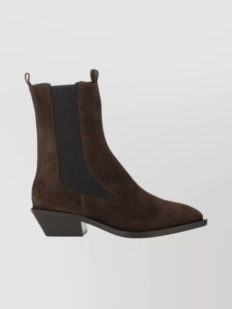 Aeyde suede block heel boots with elastic panels
