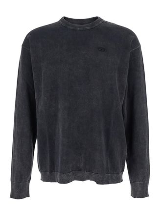 Diesel k-bennie Grey Crewneck T-shirt With Logo Embroidery On The Front In Cotton Man