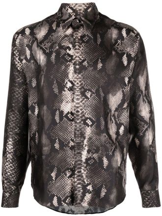 Roberto Cavalli Camicia con stampa serpente - Nero