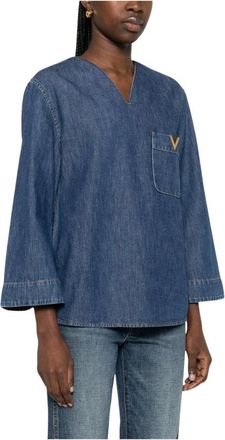 Valentino Garavani Mujer, Blusas y Camisas, Azul, Talla: S