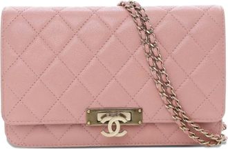 Chanel 2016-2017 Quilted Caviar Golden Class Wallet On Chain crossbody bag - Roze