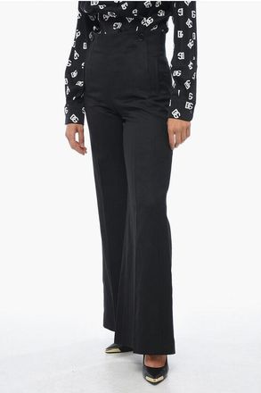 Chlo&eacute; Pantaloni Palazzo in Misto Lino con Doppia Abbottonatura taglia 40