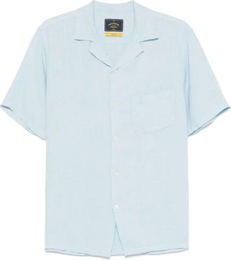 Portuguese Flannel linen camp collar shirt - men - Linen/Flax - S - Blue