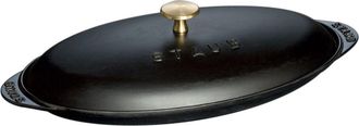 Staub Cast Iron 14.5-inch x 8-inch Covered Fish Pan - Matte Black