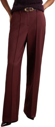 Reiss Luisa Wide Leg Pintuck Trousers in Burgundy at Nordstrom, Size 14 Us