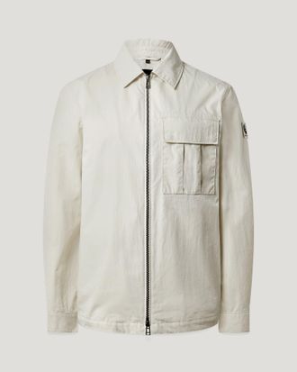 Belstaff Cargo Overshirt Mens Compact Technical Cotton Silver Birch Size 2XL