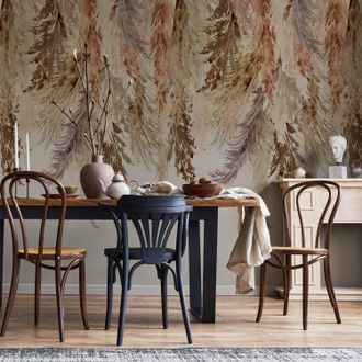 OEM Carta Da Parati Fotografica - Paesaggio Boho Minimalista - Foglie Pendenti In Tonalit&agrave; Beige