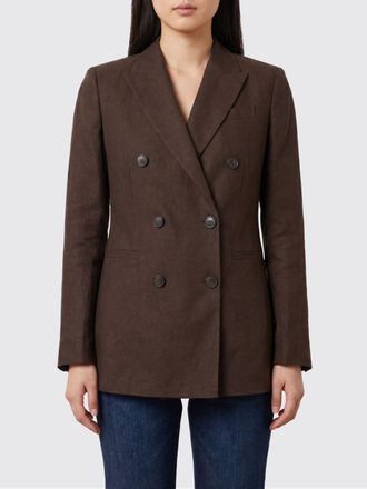Pantaloni Torino Blazer corto doppiopetto in misto lino con rever a lancia