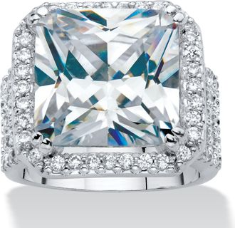 Palm Beach Jewelry 6.82 TCW CZ Silvertone Halo Bridge Ring