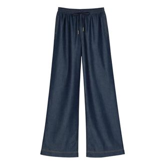 Twinset Wide Jeans, female, Blue, Size: S Wide-leg Chambray Trousers