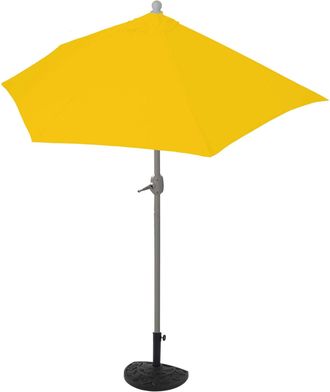 Hhg Sombrilla De Media Ca&ntilde;a Parla, Sombrilla De Balc&oacute;n, Poli&eacute;ster/aluminio Uv 50+ 3kg, 270cm Amarillo Con Soporte