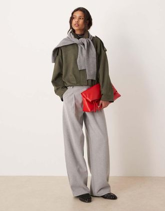 Jacqueline de Yong Giacca bomber a palloncino in camoscio sintetico kaki-Verde