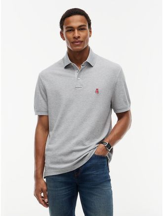 Tommy Hilfiger Mens Classic Fit Crest Logo Polo - Grey Heather - XXL