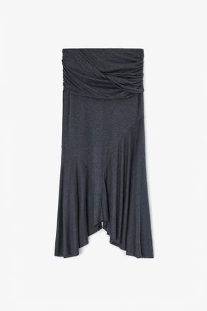 Ganni Mixed Long Skirt in Grey Jersey - Size 10/12 Modal