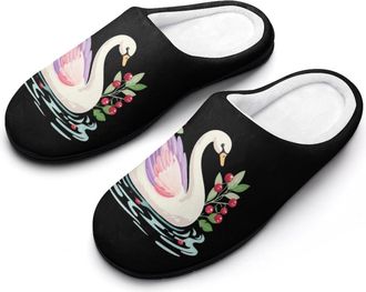 Generic Swan Bird Womens Slippers Warm House Slippers Indoor House Shoes with Anti-Skid Rubber Sole