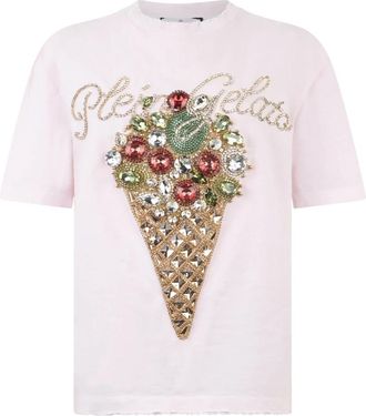 Philipp Plein Washed Fit T-Shirt Gelato - Dames - T-shirts - Roze - M - Katoen - Tops