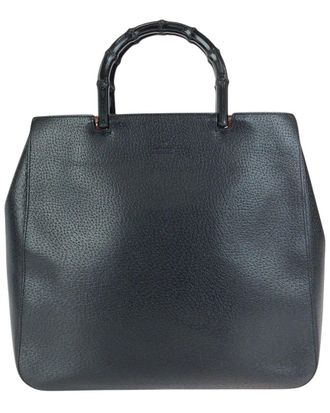 Gucci Black Calfskin Bamboo Tote (Authentic Pre-Loved)