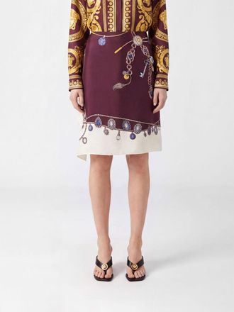Versace Minigonna a portafoglio in twill di seta con stampa grafica