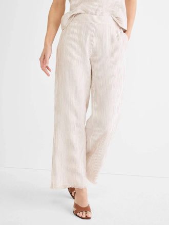 Nic+Zoe Pinstripe Gauze Wide Leg Pant In Neutral Multi