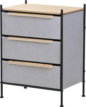 ML Design Ml-design C&oacute;moda Con 3 Cajones De Tela 58 X 78 X 42,5 Cm Gris Cajonera Con Tablero Mdf Y Estructura De Acero Unidad De Almacenamiento Estater&iacute;a Auxili