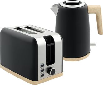 HOMCOM 1.7L Electric Fast Boil Kettle And 2 Slice Toaster Set - Black | TJ Hughes