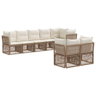 vidaXL Conjunto De Sof&aacute;s De Jard&iacute;n 8 Pcs Beige Rat&aacute;n Sint&eacute;tico Vidaxl