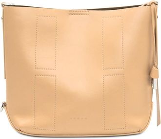 Hogan Hocket Small Hobo Bag - Dames - Schoudertassen - Beige - ONE Size - Leer - Tassen