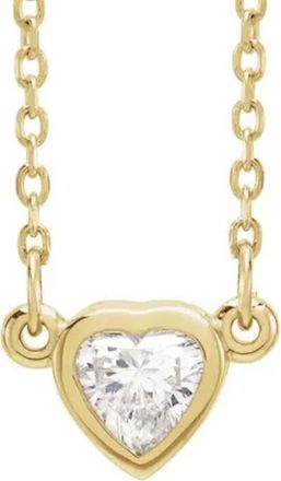 Pompeii3 3/8ct Bezel Solitaire Heart Shape Diamond 14K Yellow Gold Lab Grown Necklace