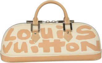 Louis Vuitton Alma Handbag Limited Edition Graffiti Leather White Canvas Bag (Pre-Owned)