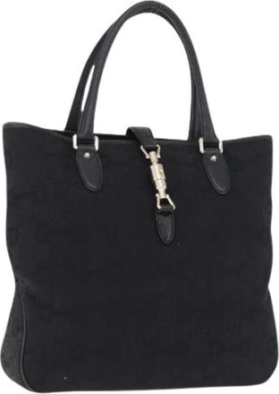 Gucci Pre-owned Canvas Tote Bag - Dames - Vintage Shopper - Zwart - ONE Size - Leer - Vintage