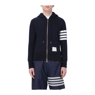 Thom Browne Zip-throughs, male, Blue, 2XL, Zip Up Cotton Hoodie