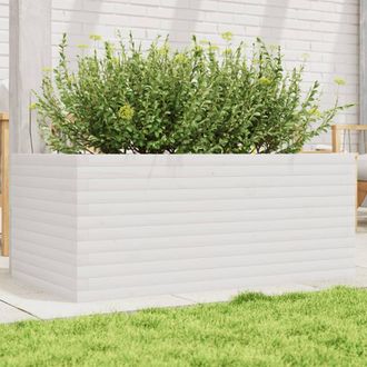 vidaXL Vidaxl - Jardinera De Madera Maciza De Pino Blanco 110x60x45,5 Cm