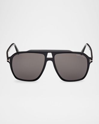 Tom Ford Mens Autari Acetate Aviator Sunglasses