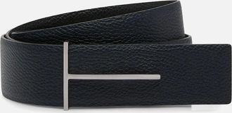 Tom Ford Mens 38MM SLIM T REVERSIBLE LEATHER BELT - Silver - Size: 105