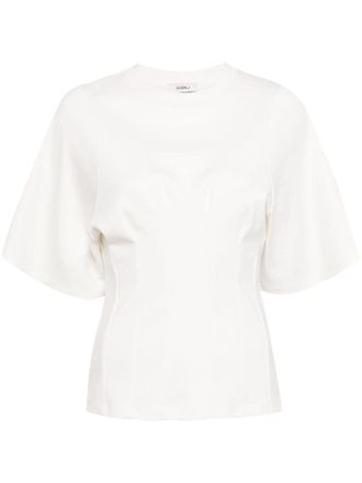 GOEN.J ruched-detailing cotton T-shirt - White