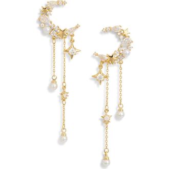 Eye Candy Los Angeles Rumi CZ Moon Drop Earrings in Gold at Nordstrom Rack