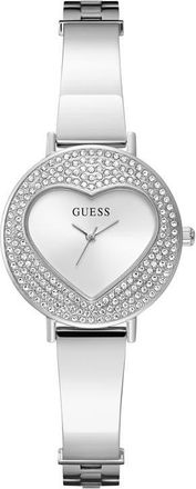 Guess Crystal Heart Dial Bracelet Watch, 30mm in White/silver at Nordstrom