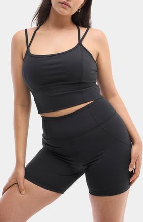 Halfdays Gwen Strappy Crop Camisole in Black at Nordstrom, Size X-Large