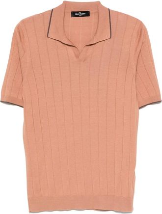 Gran Sasso T-shirt a coste con colletto polo - Rosa