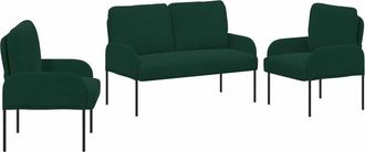 vidaXL Juegos De Sof&aacute;s 3 Uds. Verde Oscuro Madera Contrachapada Vidaxl