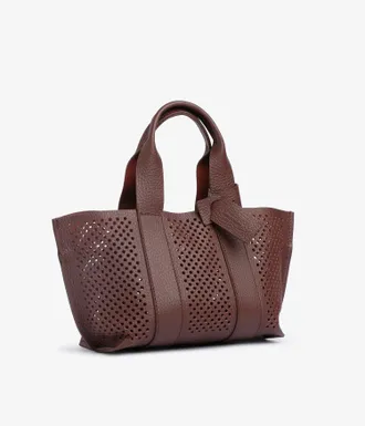 Pedro Garcia Mini perfed tote in brown cervo| Mini perfed tote | Spring Summer 26 | PEDRO GARCIA