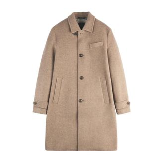 Fay Single-Breasted Coats, male, Brown, Size: XL Toggle Button Brown Coat