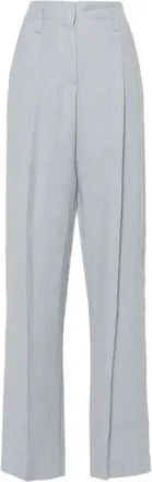 Brunello Cucinelli Light Blue Linen Blend Trousers, Brand Size 40 (US Size 6)