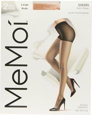 MeMoi Satin Sheer Control Top Pantyhose in Nude at Nordstrom Rack, Size Medium