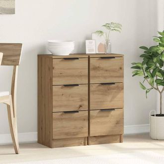 Berkfield Home Sideboards 2 pcs Artisan Oak 30x30x70 cm Engineered Wood in Brown | Size: 30 x 30 x 70 cm