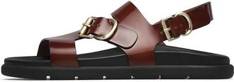 Loriblu Brushed Calfskin Flat Sandalen - Dames - Sandalen - Bruin - 39 EU - Leer - Schoenen