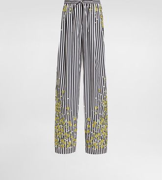 Dolce & Gabbana Poplin Trousers With Flower Embroidery - Woman Pants And Shorts Multi-colored 44