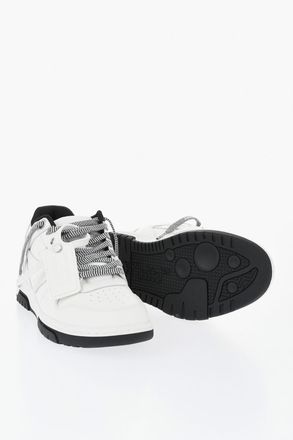 Off-white Low M-OUT OF Leather Sneakers with Wave-Effect Laces Off-White