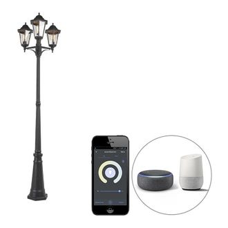 QAZQA Qazqa - Smart Outdoor Lantern Black 3-Light incl. Wifi ST64 - New Orleans