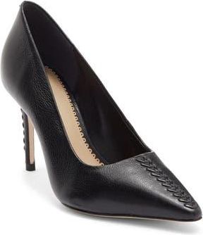 Cinq &agrave; Sept Giselle Whipstitch Pointed Toe Pump in Black at Nordstrom Rack, Size 7.5Us / 37.5Eu